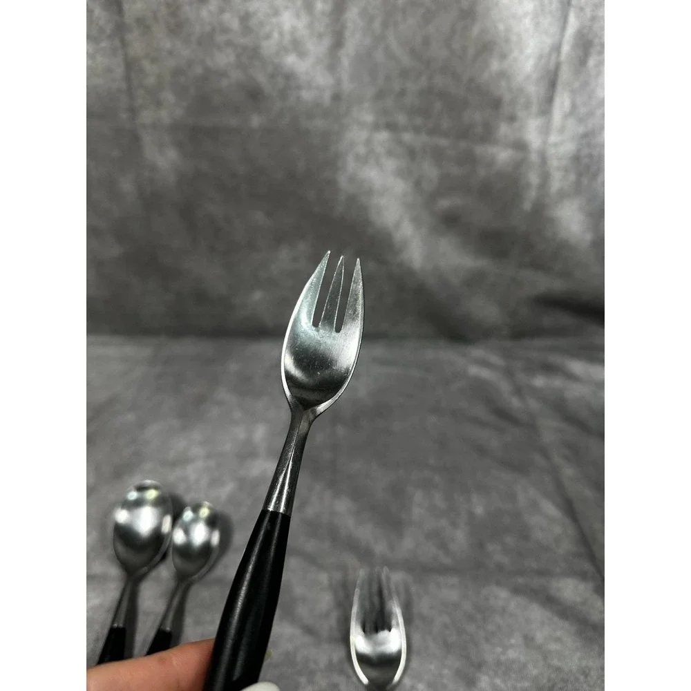 Dansk Dinner Fork‎ Spoon Kongo Black Handle Stainless Flatware Made in Germany